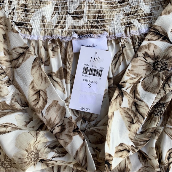 J JILL RUFFLED HI LOW HEM-BEIGE/CREAM FLORAL SKIRT - Picture 8 of 15